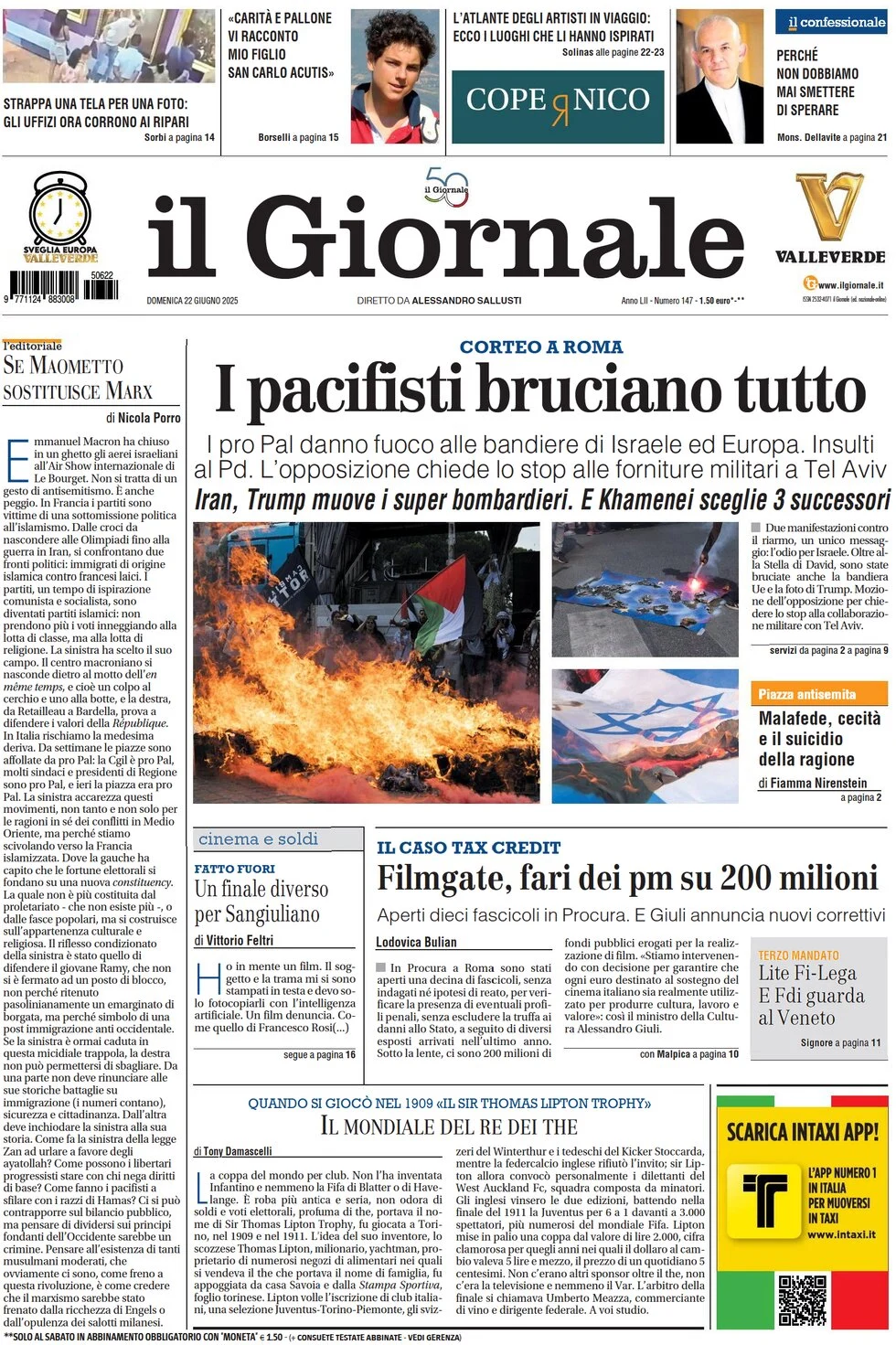 anteprima della prima pagina di il-giornale del 22/06/2025