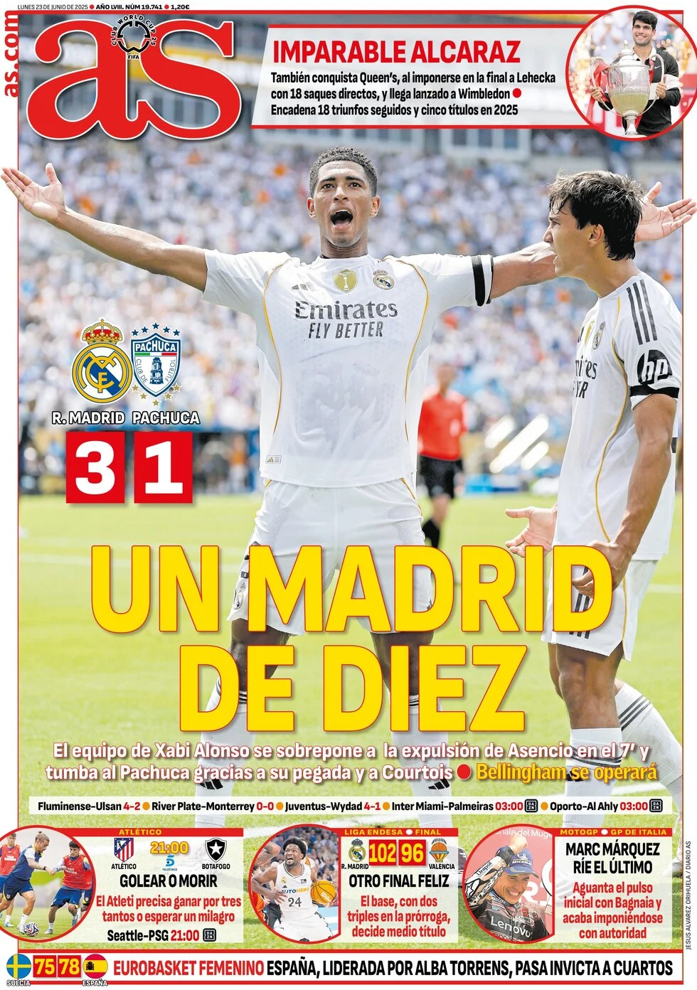 anteprima della prima pagina di as-madrid del 23/06/2025