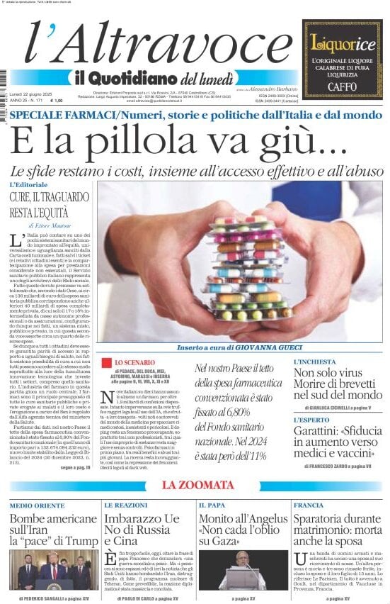 anteprima della prima pagina di il-quotidiano-del-sud-laltravoce del 23/06/2025