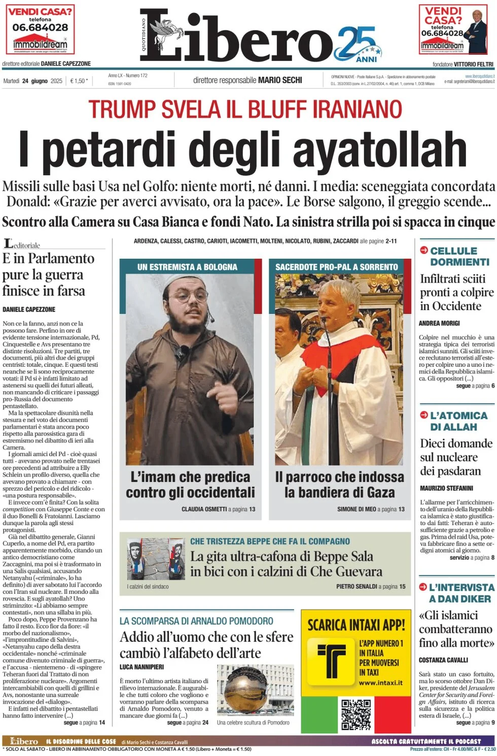 anteprima della prima pagina di libero-quotidiano del 24/06/2025