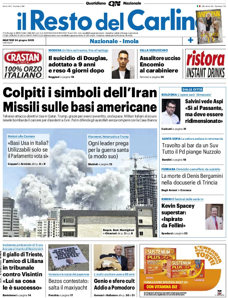 anteprima della prima pagina di il-resto-del-carlino del 24/06/2025