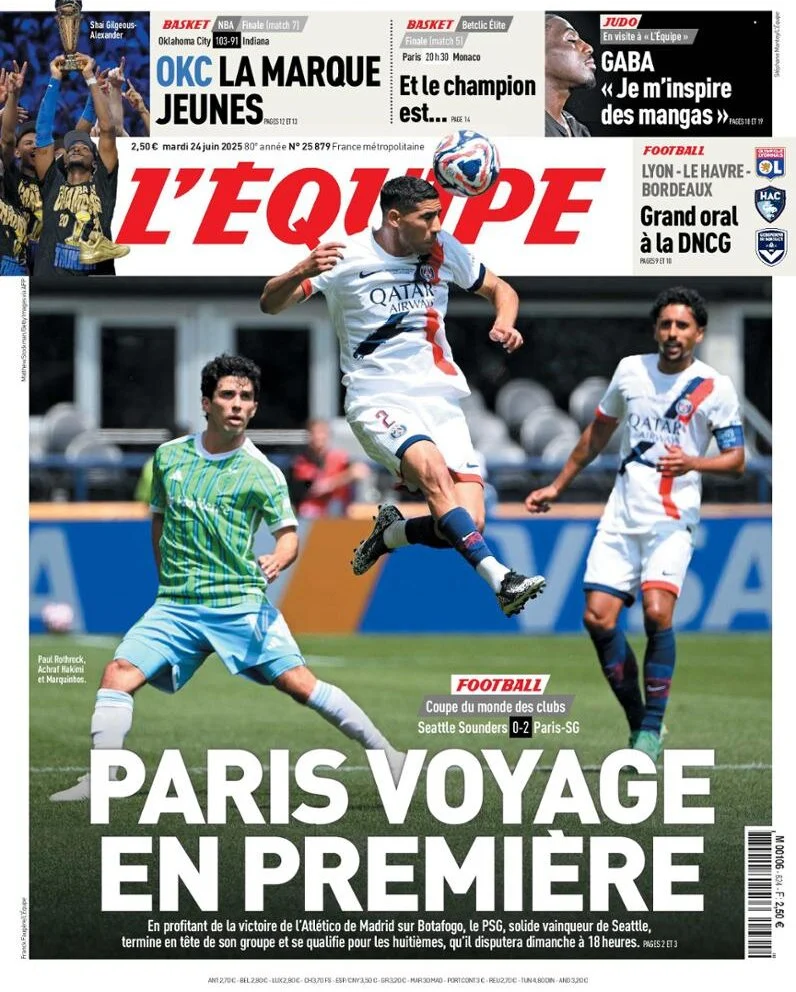 anteprima della prima pagina di lequipe del 24/06/2025