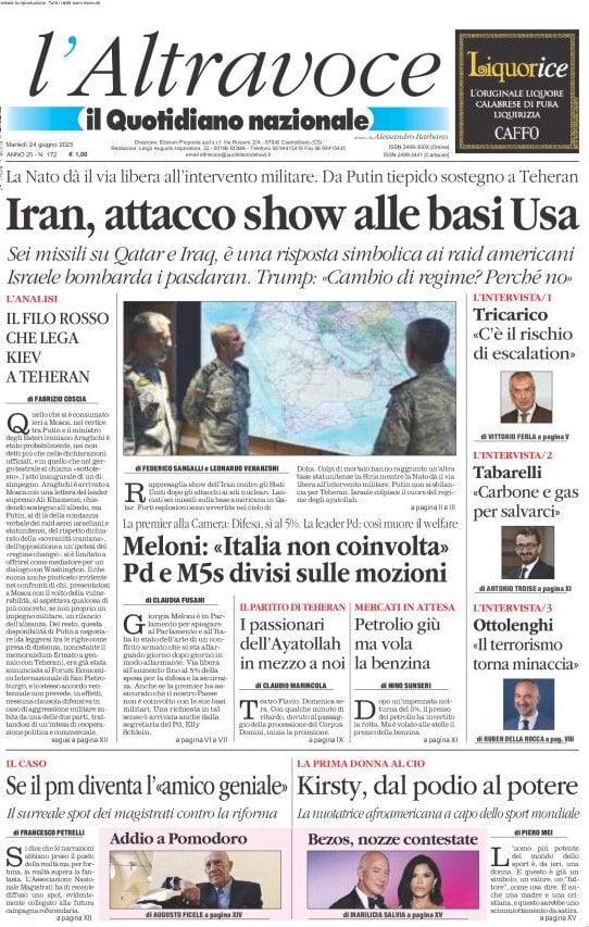 anteprima della prima pagina di il-quotidiano-del-sud-laltravoce del 24/06/2025