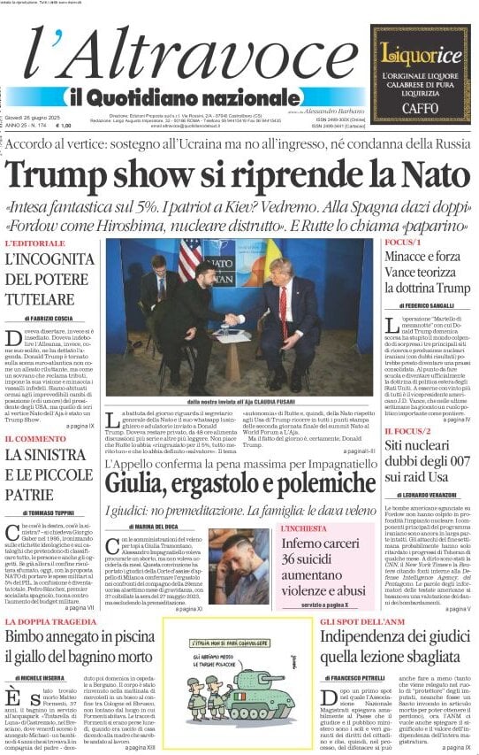 anteprima della prima pagina di il-quotidiano-del-sud-laltravoce del 26/06/2025