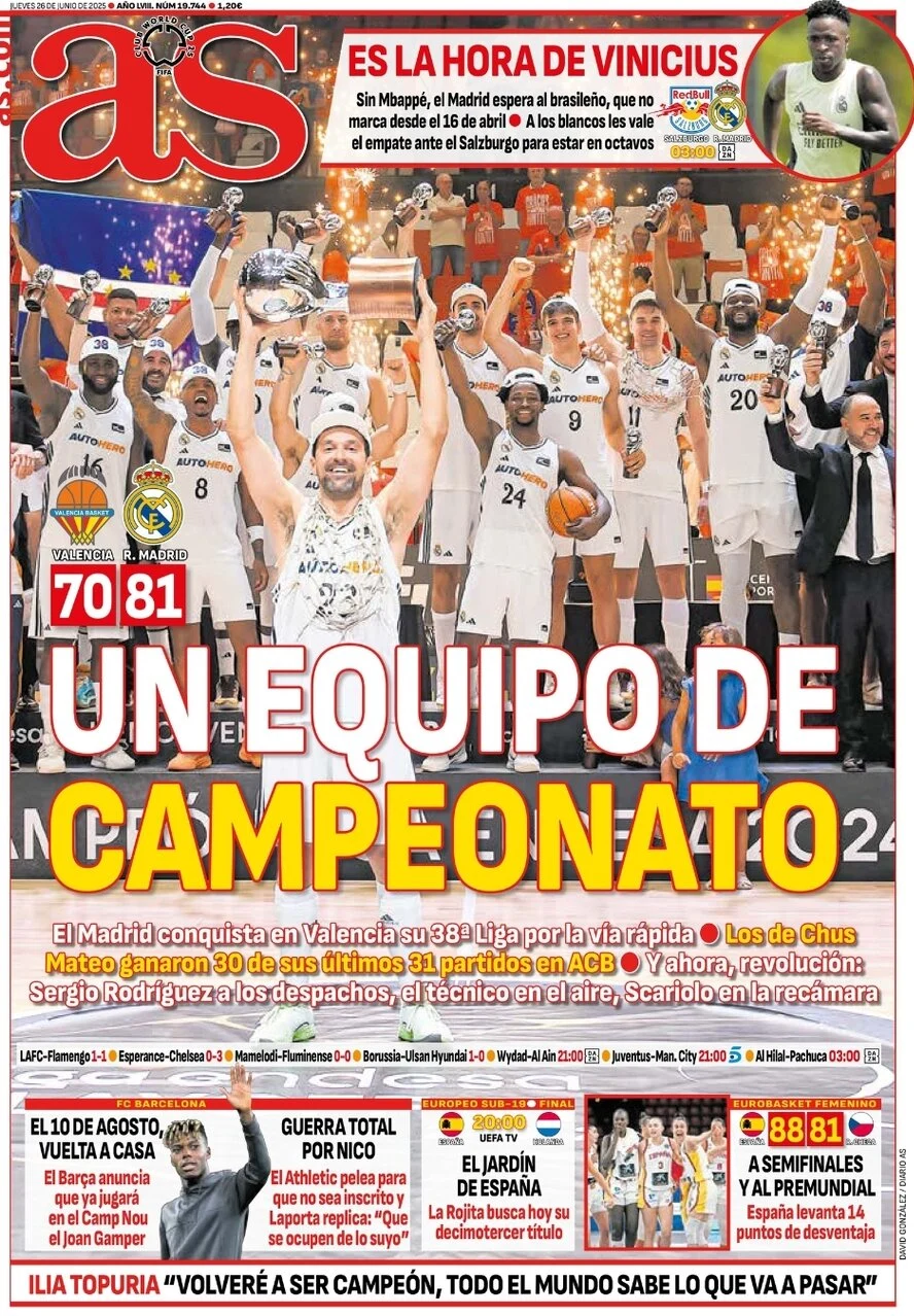 anteprima della prima pagina di as-madrid del 26/06/2025