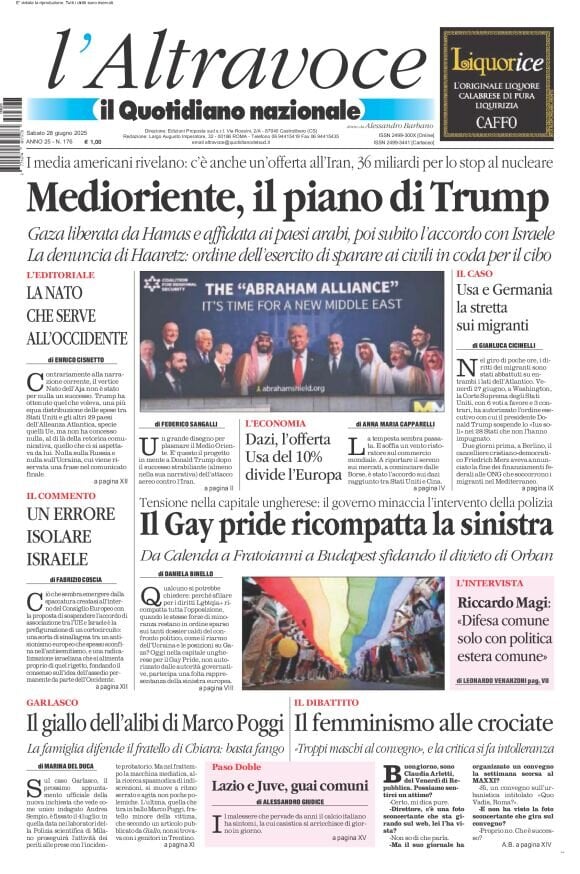 anteprima della prima pagina di il-quotidiano-del-sud-laltravoce del 28/06/2025
