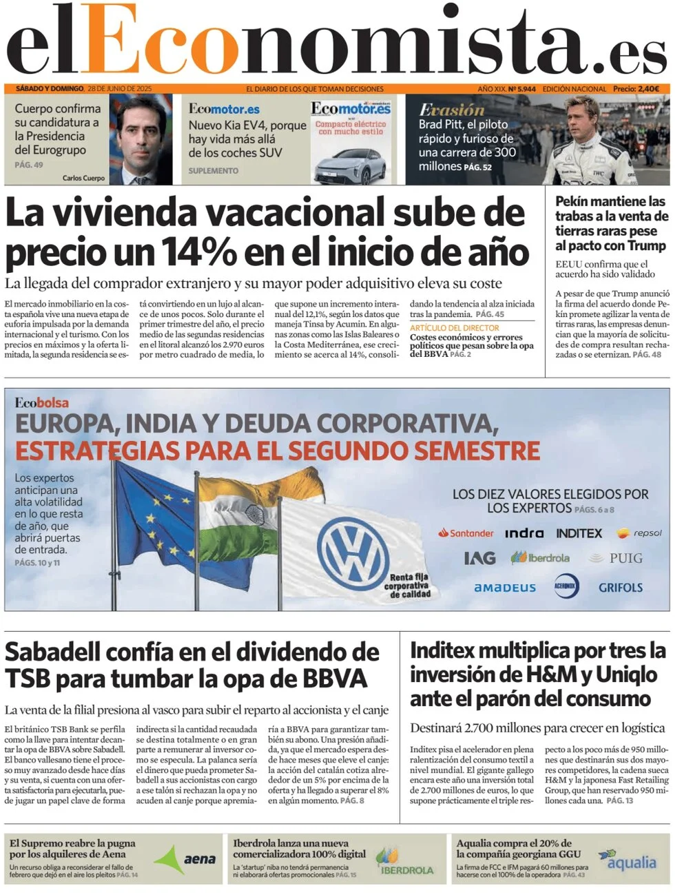 anteprima della prima pagina di el-economista del 28/06/2025