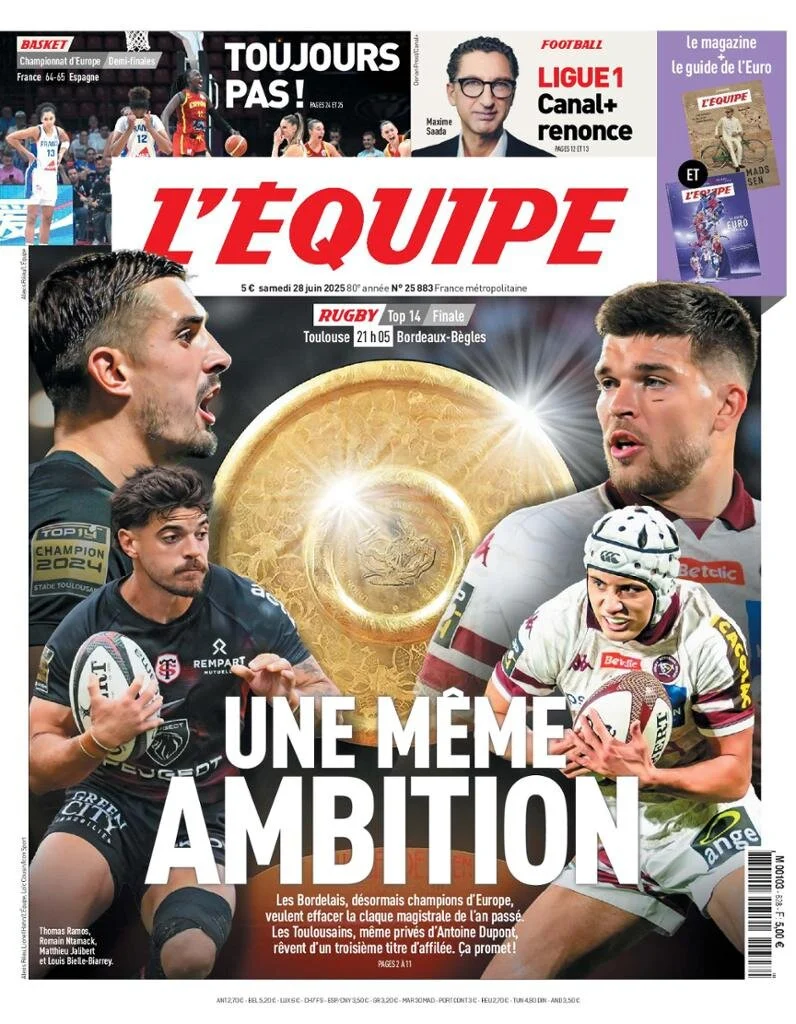 anteprima della prima pagina di lequipe del 28/06/2025