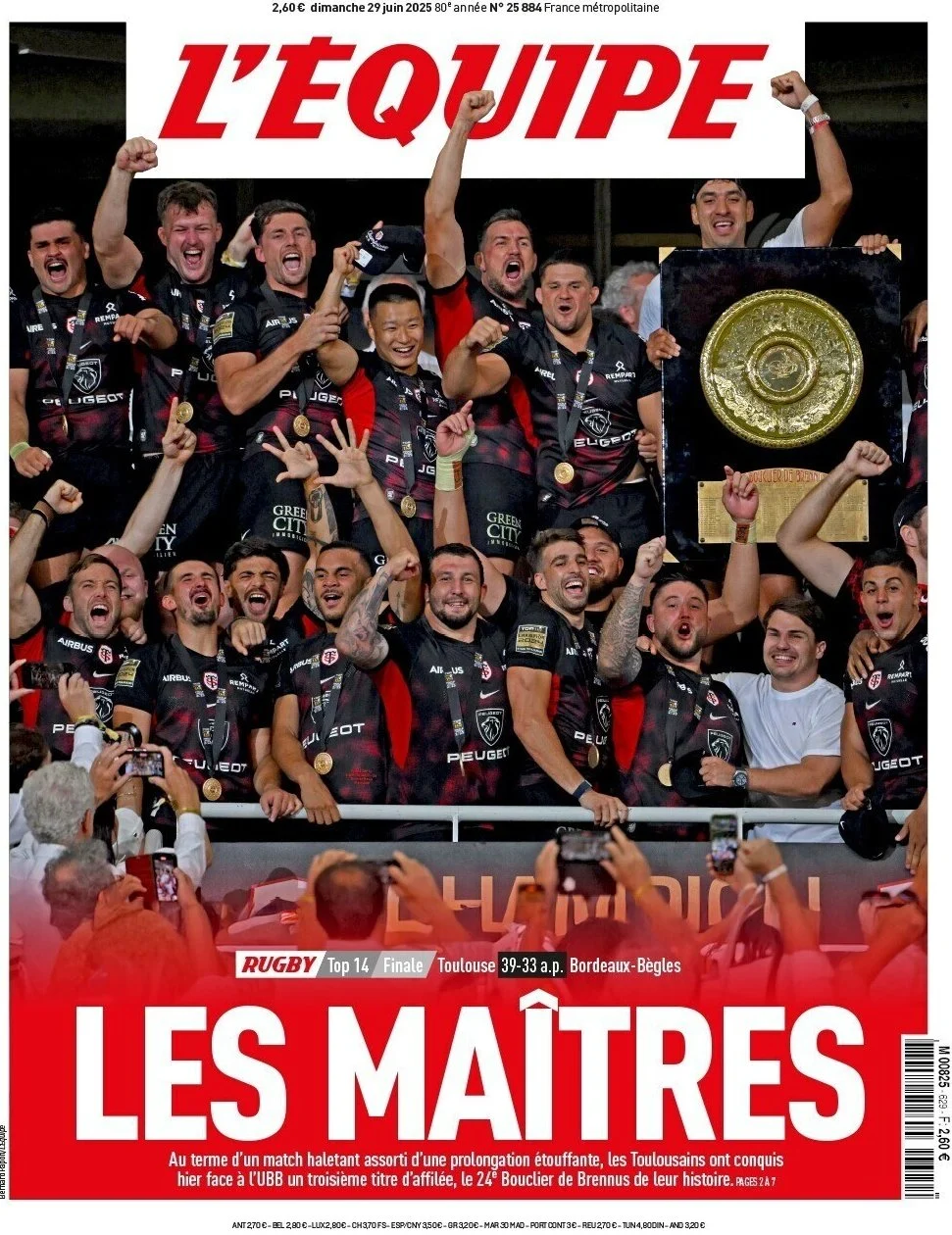 anteprima della prima pagina di lequipe del 29/06/2025