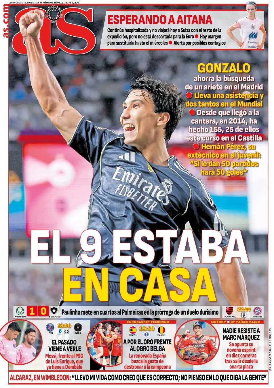 anteprima della prima pagina di as-madrid del 29/06/2025