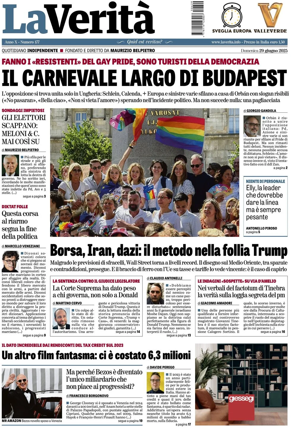 Anteprima prima pagina della rasegna stampa di ieri 2025-06-29 - la-verita/