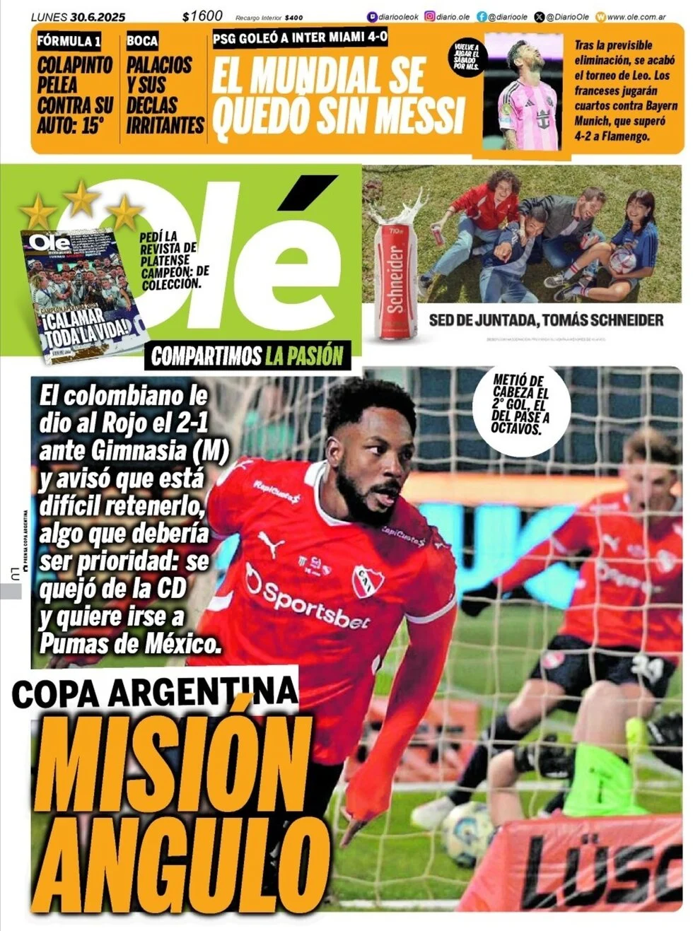 anteprima della prima pagina di ol del 30/06/2025
