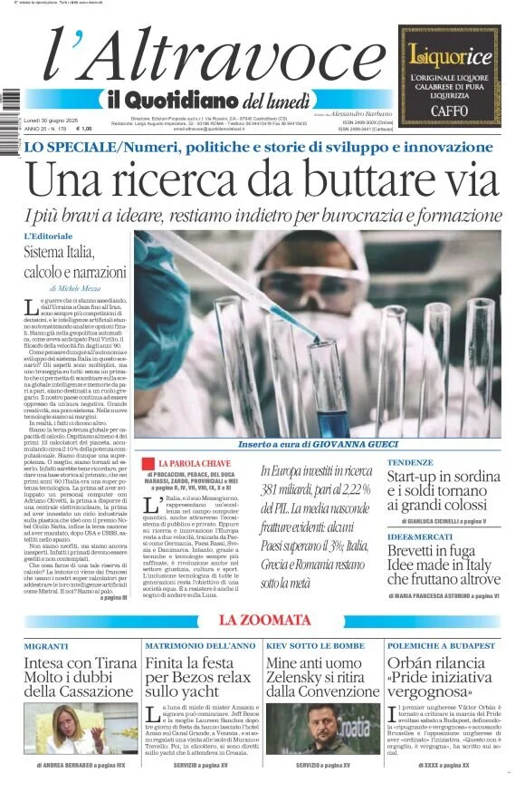 anteprima della prima pagina di il-quotidiano-del-sud-laltravoce del 30/06/2025