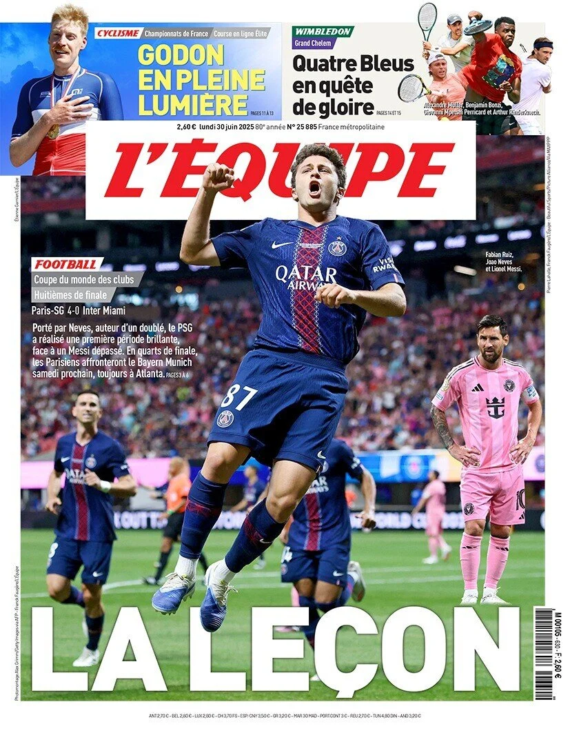 anteprima della prima pagina di lequipe del 30/06/2025