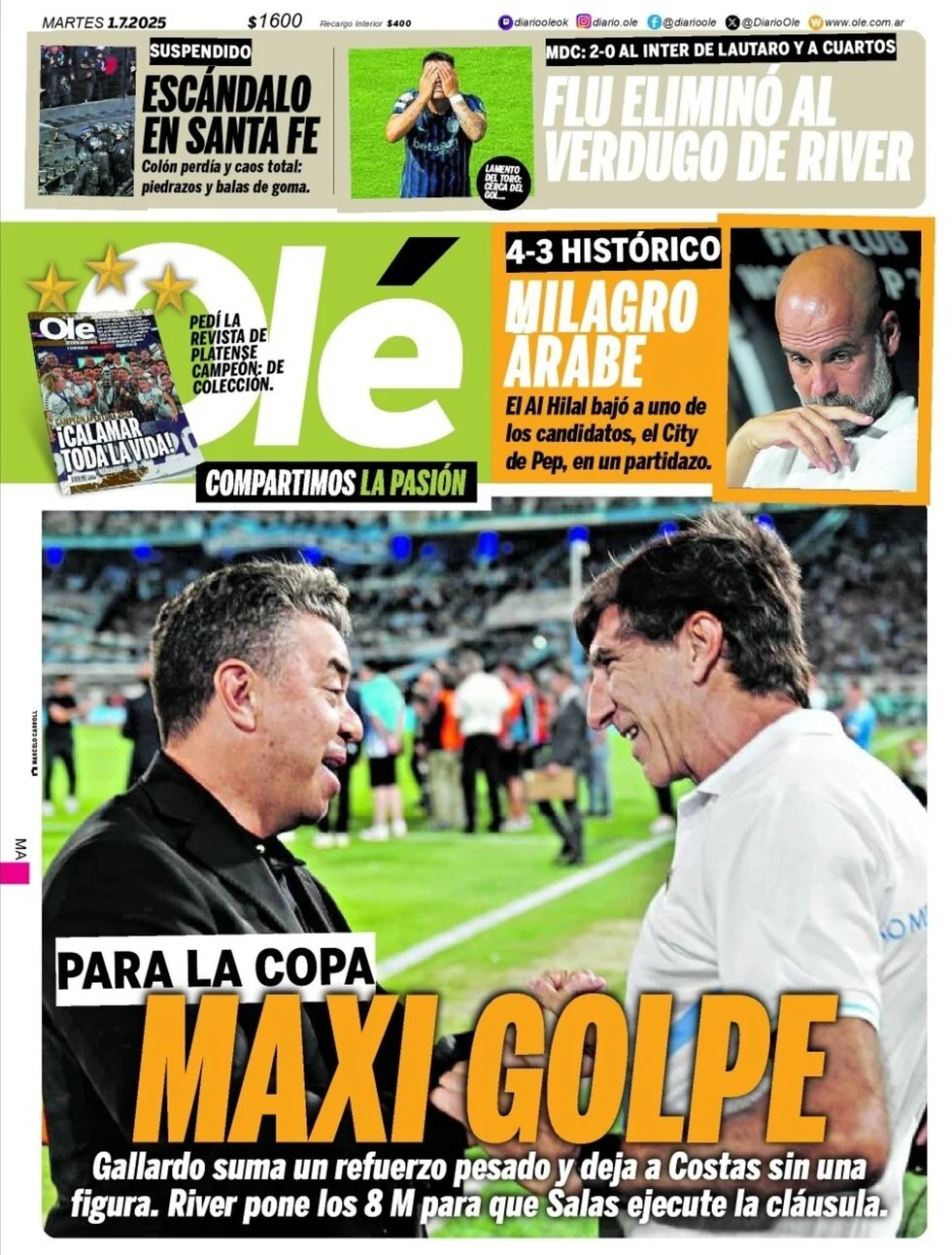 anteprima della prima pagina di ol del 01/07/2025