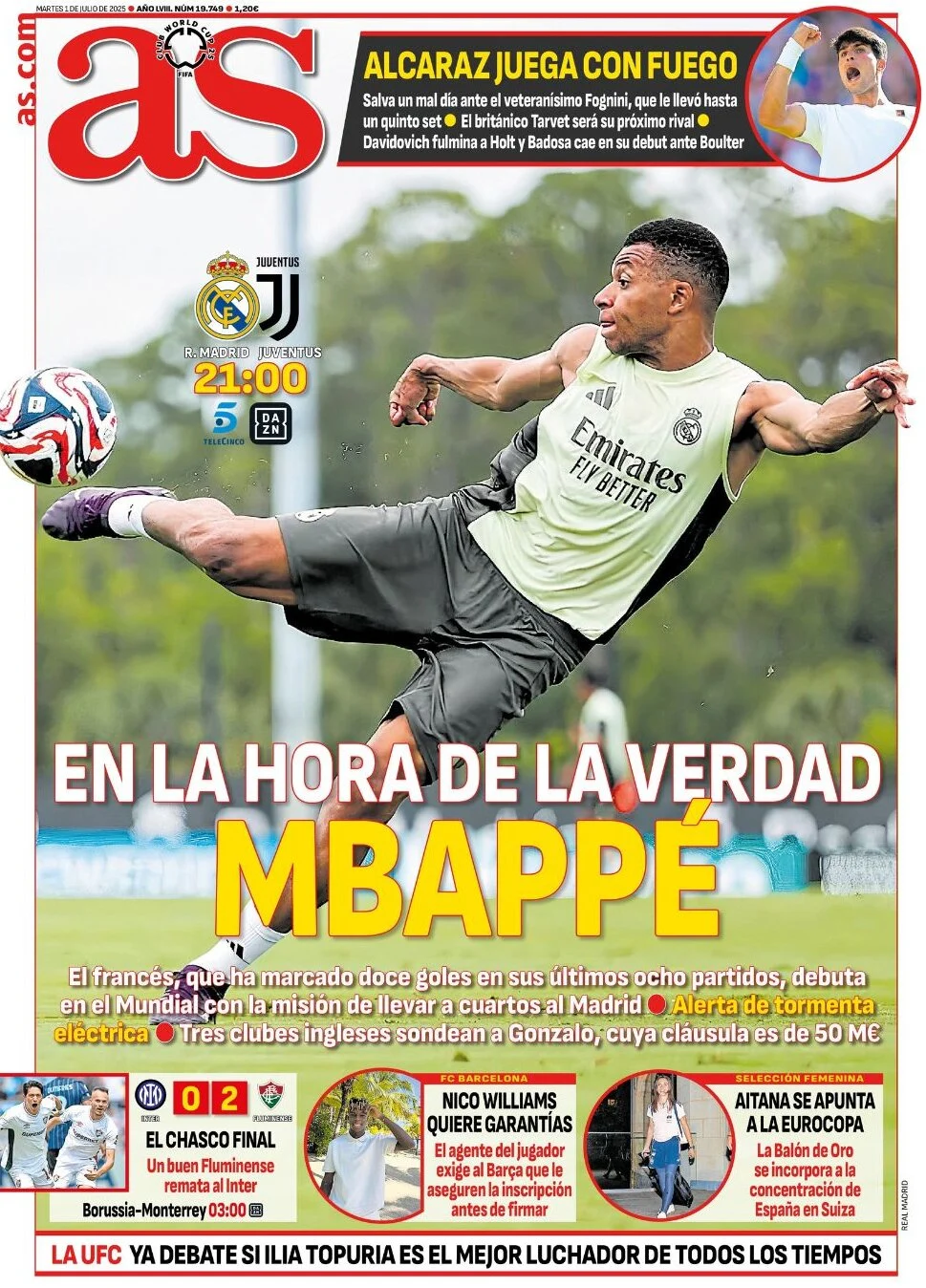 anteprima della prima pagina di as-madrid del 01/07/2025