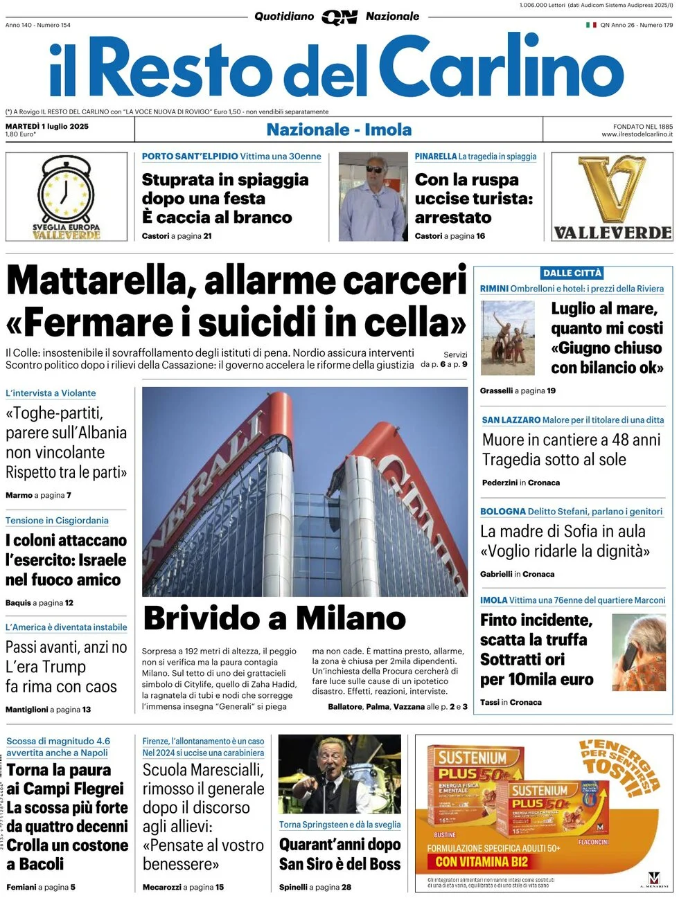 anteprima della prima pagina di il-resto-del-carlino del 01/07/2025