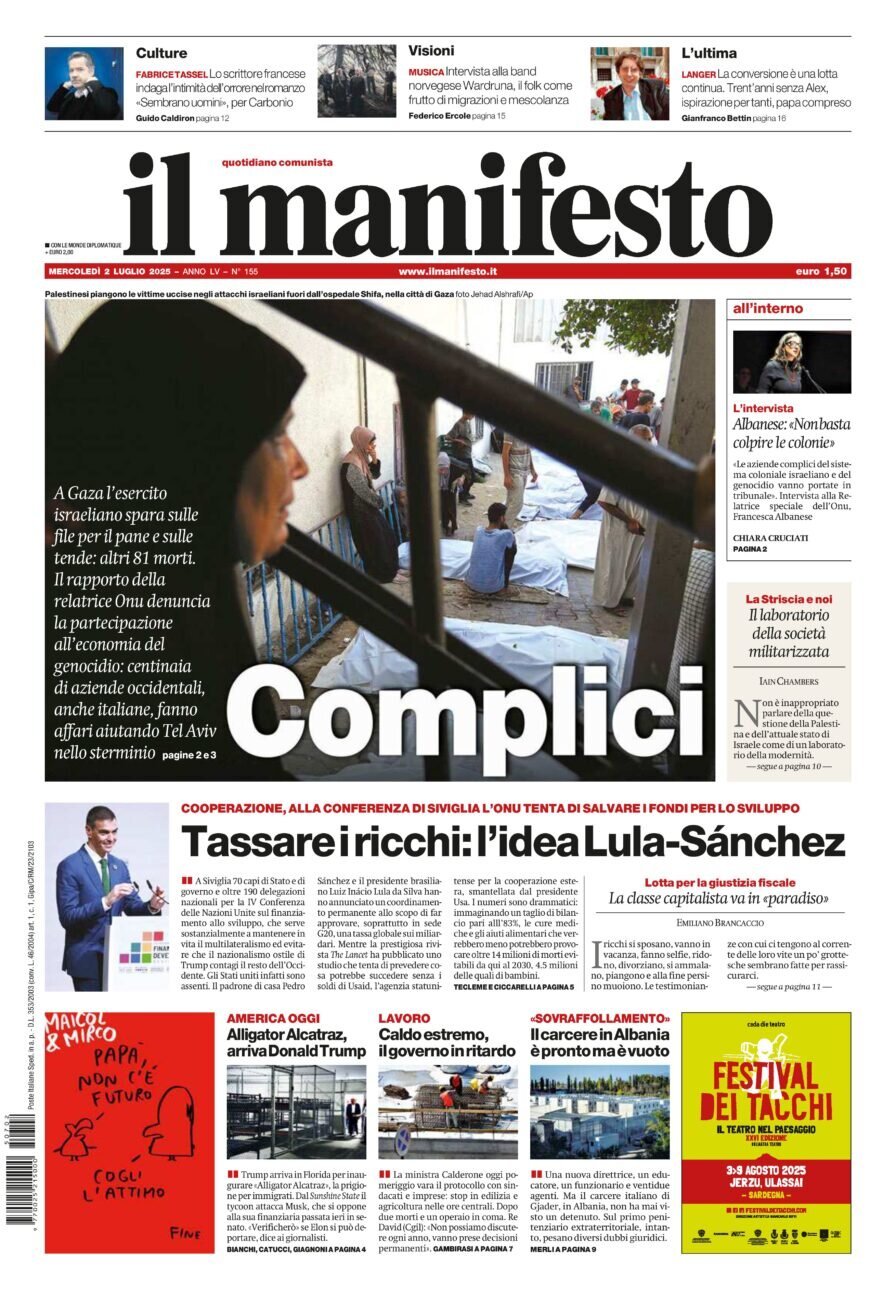anteprima della prima pagina di Il Manifesto