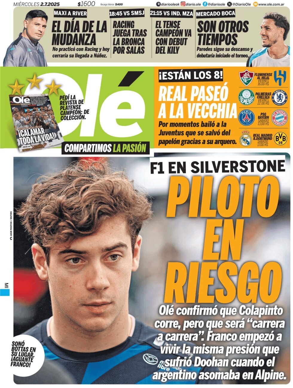 anteprima della prima pagina di ol del 02/07/2025
