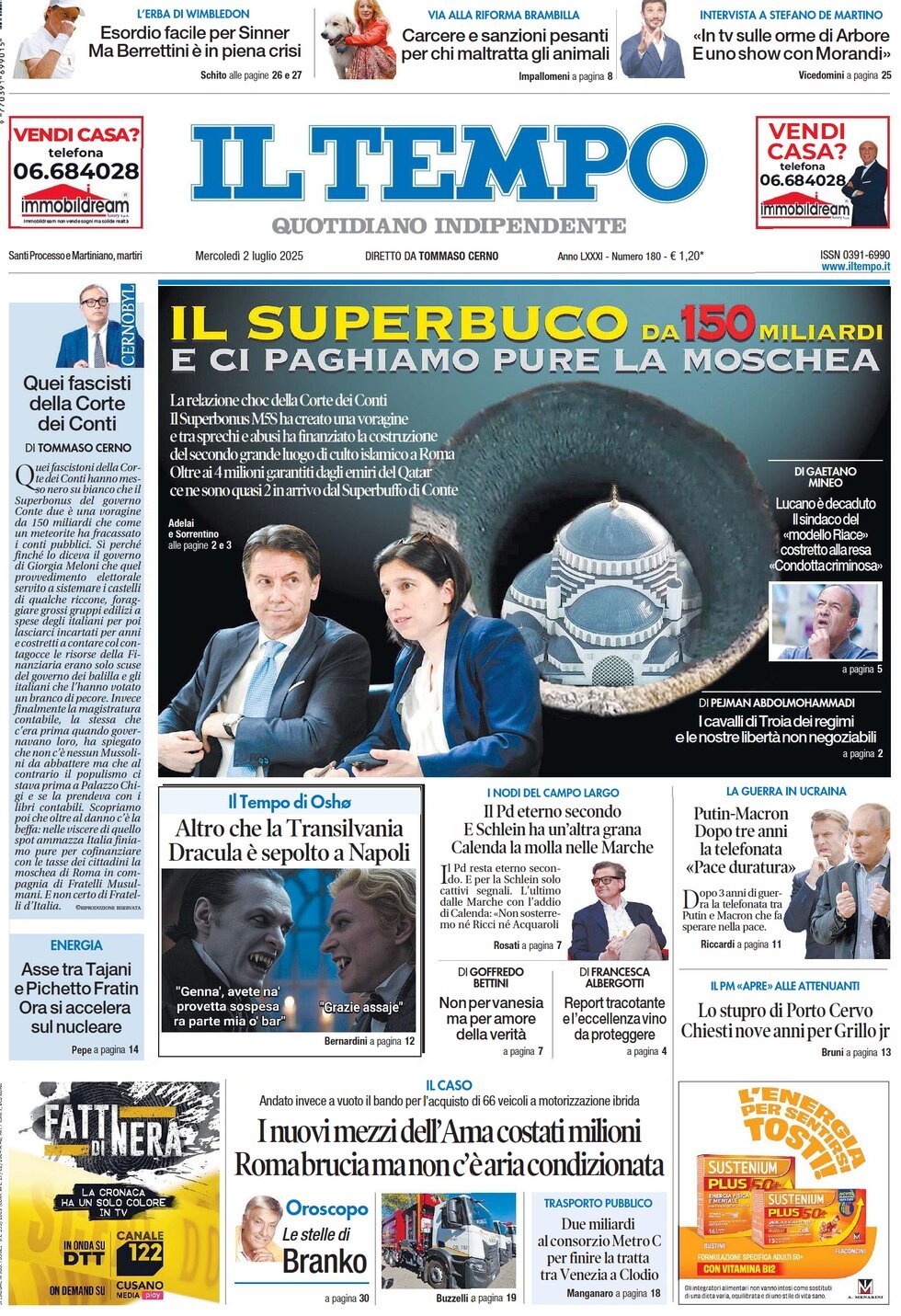 anteprima della prima pagina di Il Tempo