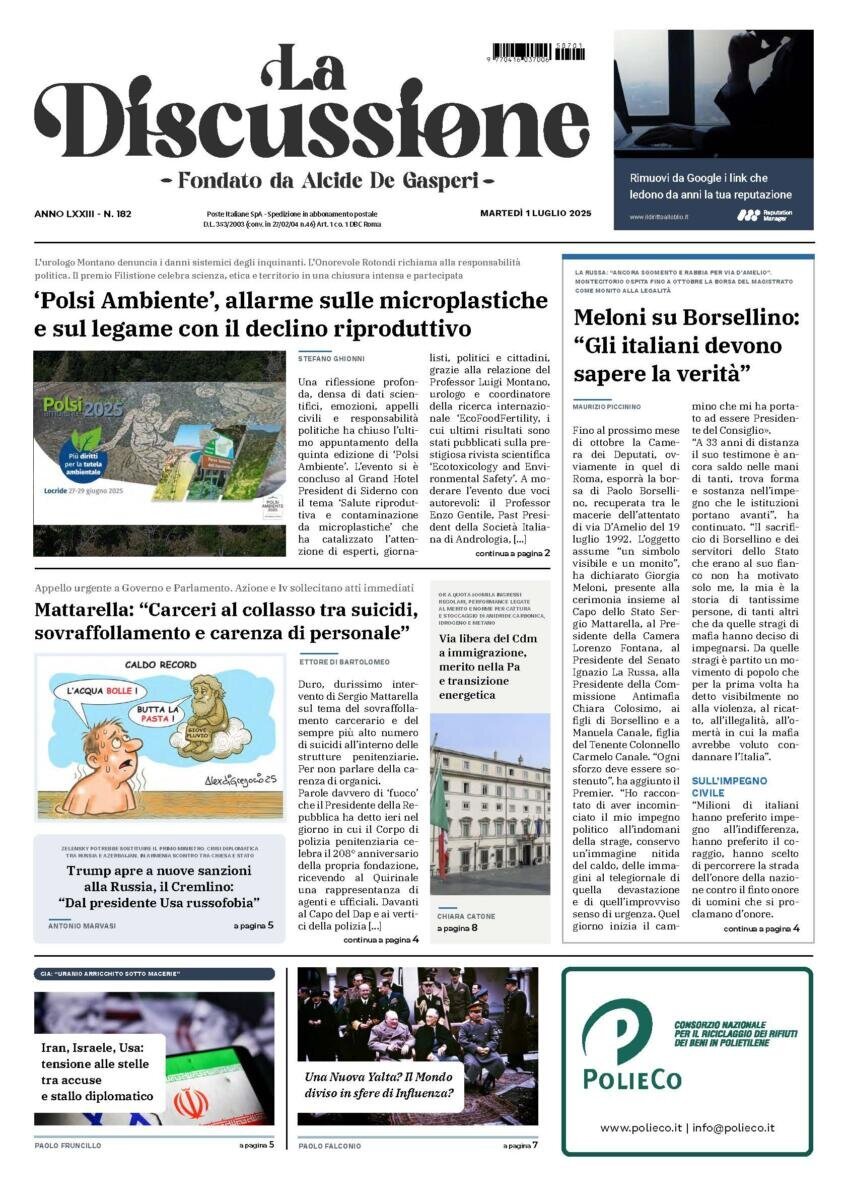anteprima della prima pagina di La Discussione