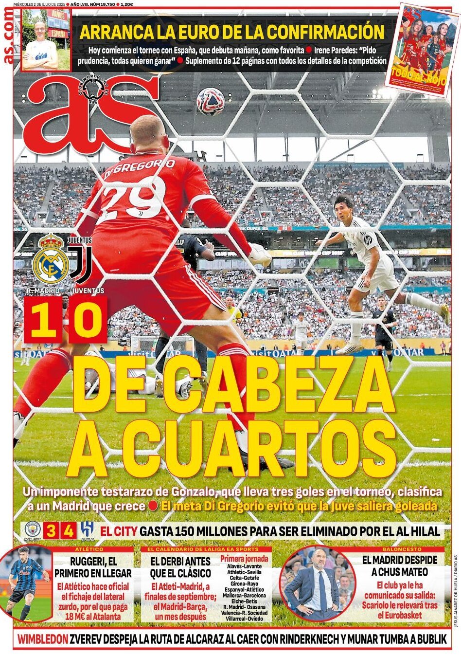 anteprima della prima pagina di as-madrid del 02/07/2025