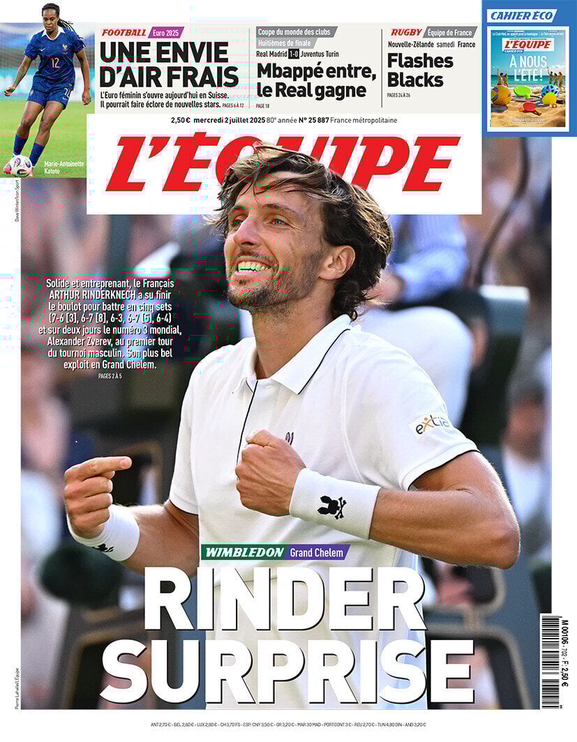anteprima della prima pagina di lequipe del 02/07/2025