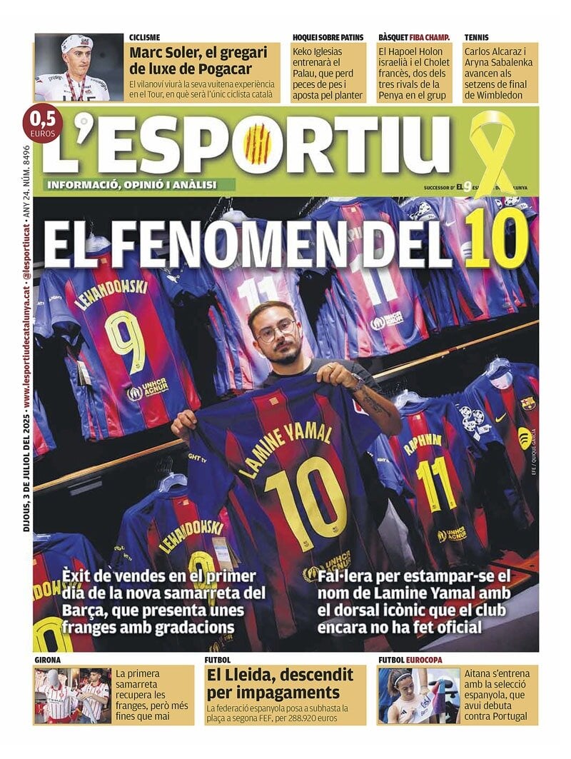 prima pagina - L'Esportiu del 03/07/2025