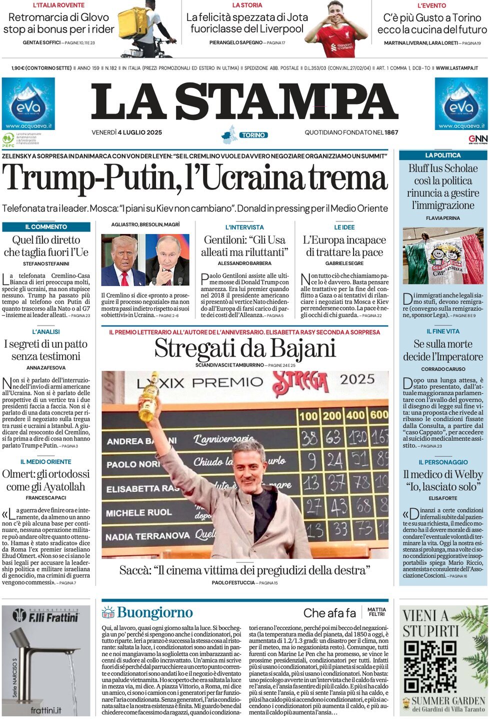 prima pagina - La Stampa del 04/07/2025