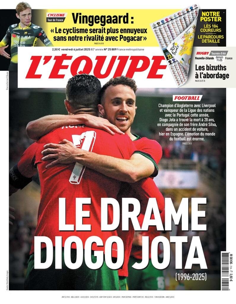 anteprima della prima pagina di lequipe del 04/07/2025