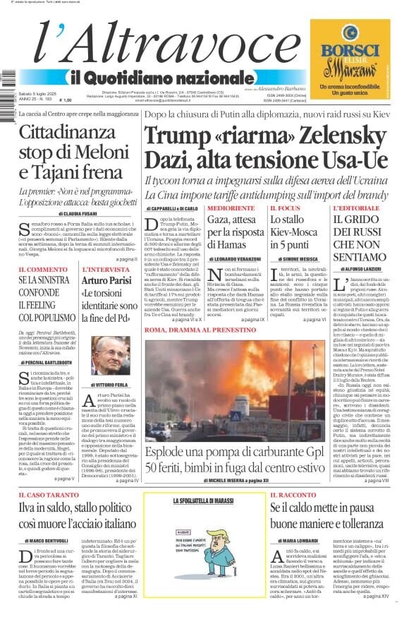 anteprima della prima pagina di il-quotidiano-del-sud-laltravoce del 05/07/2025