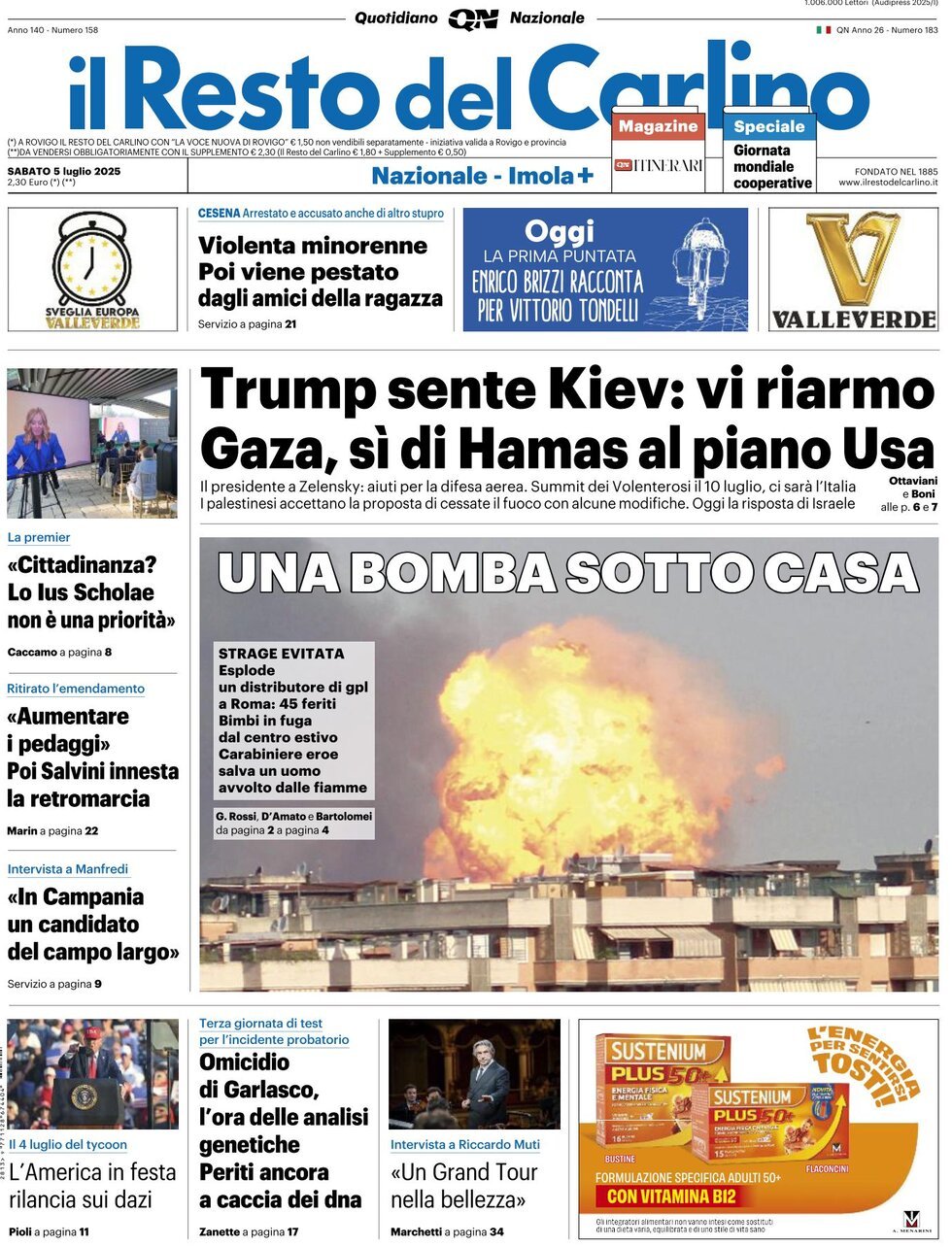prima pagina - Il Resto del Carlino del 05/07/2025