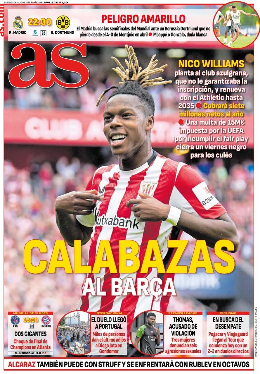 anteprima della prima pagina di as-madrid del 05/07/2025