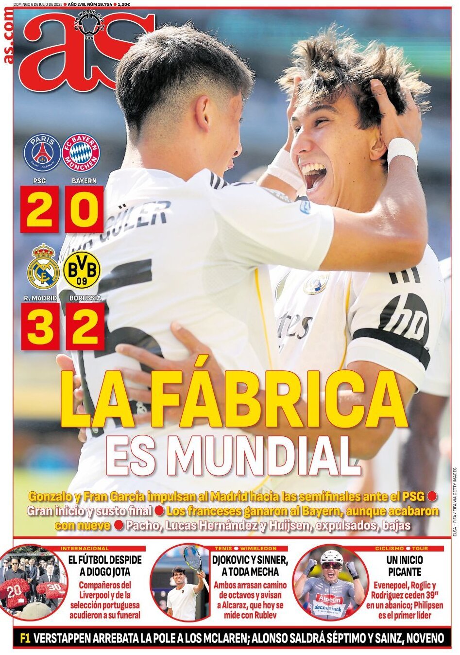 anteprima della prima pagina di as-madrid del 06/07/2025