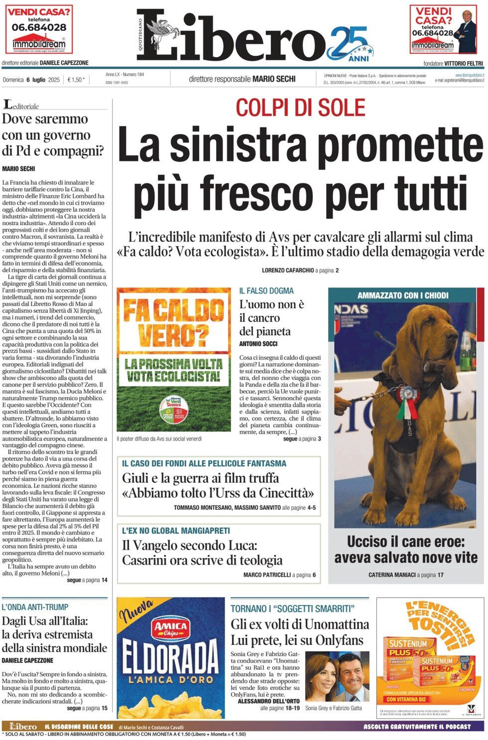 anteprima della prima pagina di libero-quotidiano del 06/07/2025