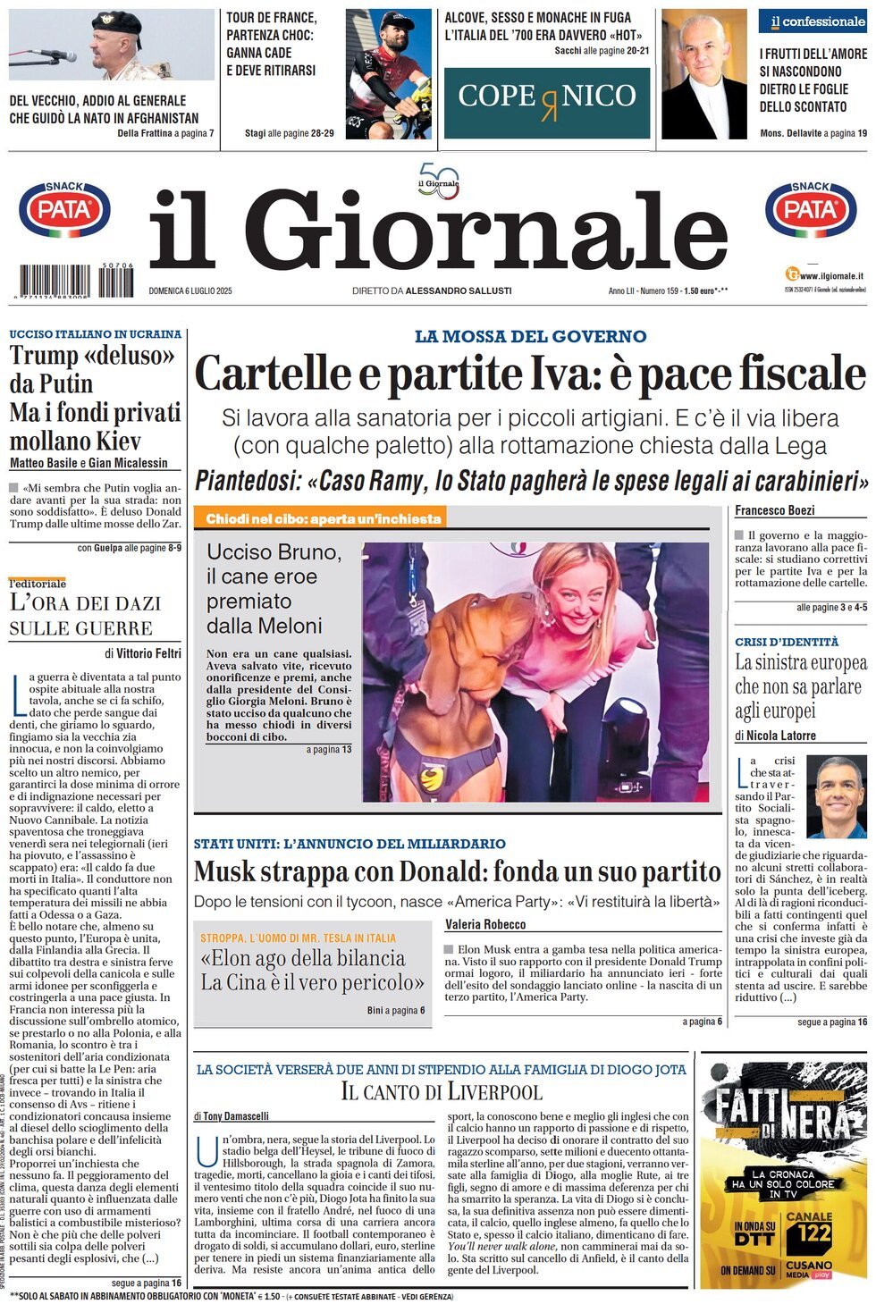 prima pagina - Il Giornale del 06/07/2025