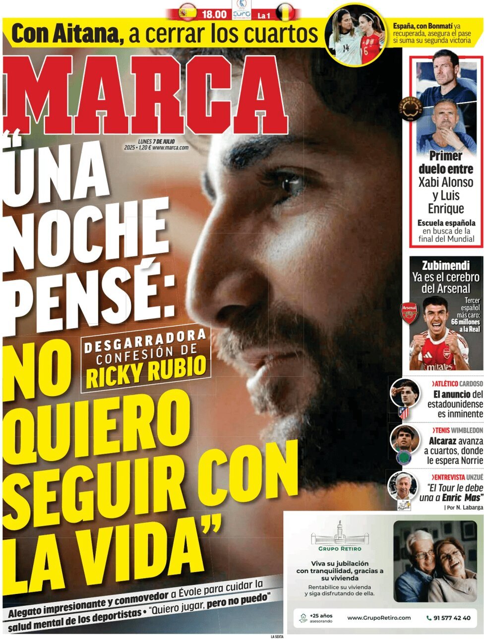 anteprima della prima pagina di marca del 07/07/2025