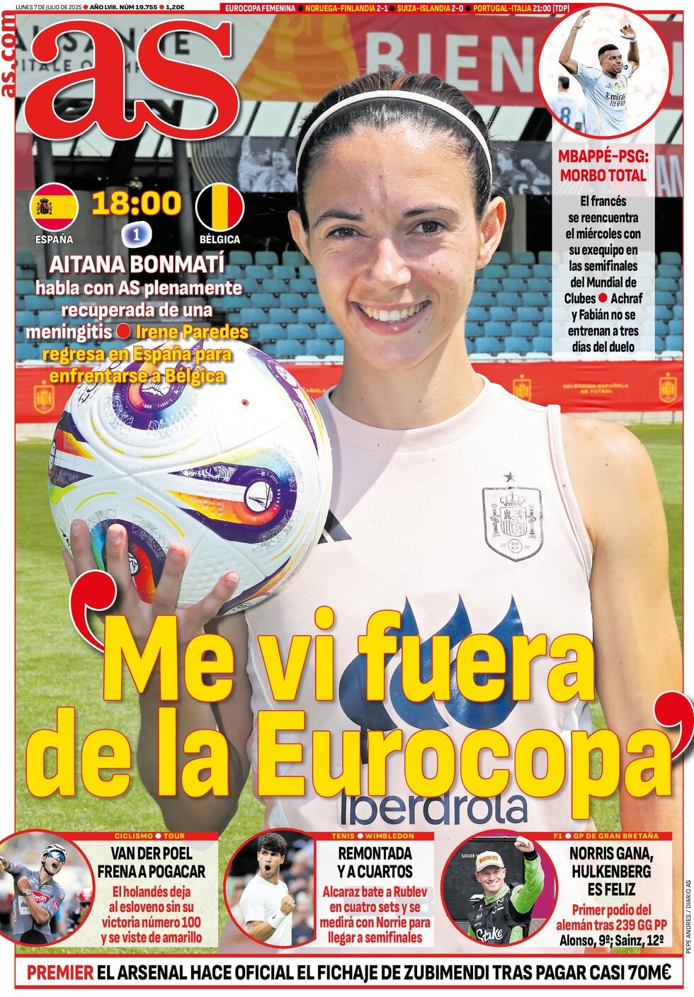 anteprima della prima pagina di as-madrid del 07/07/2025