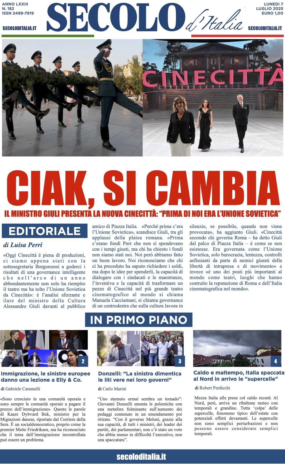 anteprima della prima pagina di secolo-ditalia del 07/07/2025
