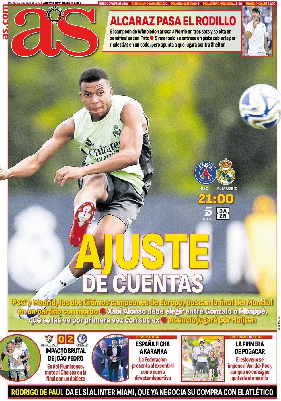 anteprima della prima pagina di as-madrid del 09/07/2025