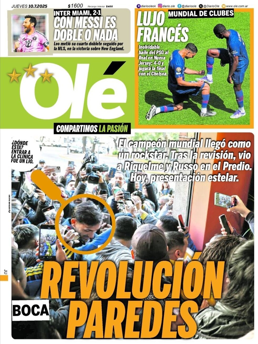 anteprima della prima pagina di ol del 10/07/2025