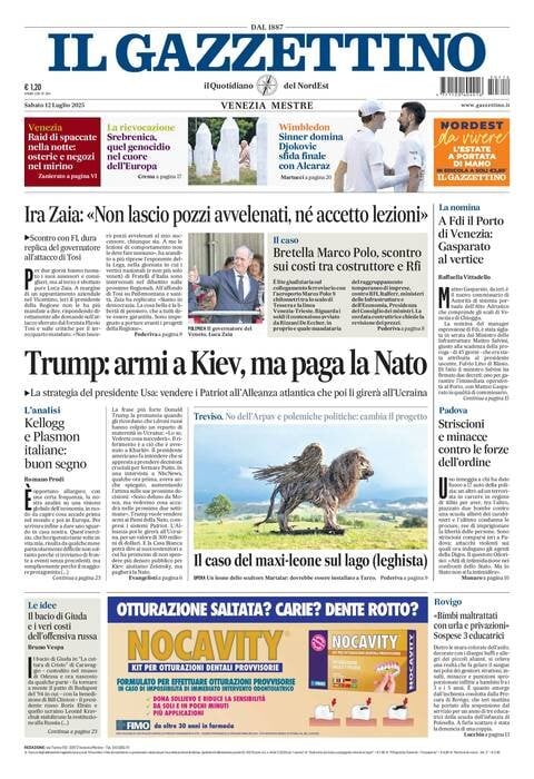 anteprima della prima pagina di Il Gazzettino