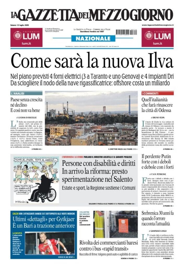 anteprima della prima pagina di La Gazzetta del Mezzogiorno (Bari)