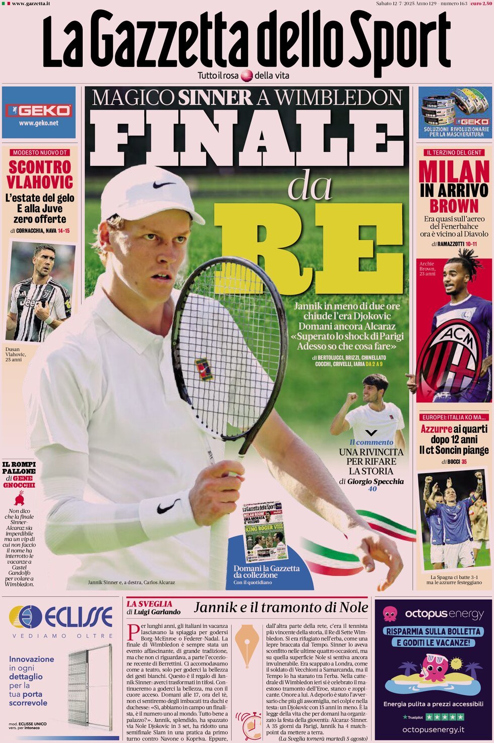 anteprima della prima pagina di La Gazzetta dello Sport