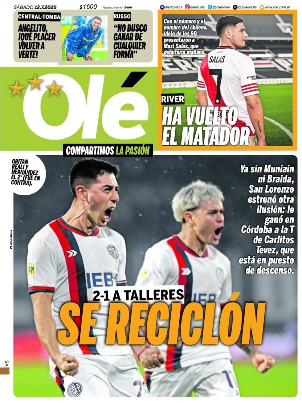 anteprima della prima pagina di Olé