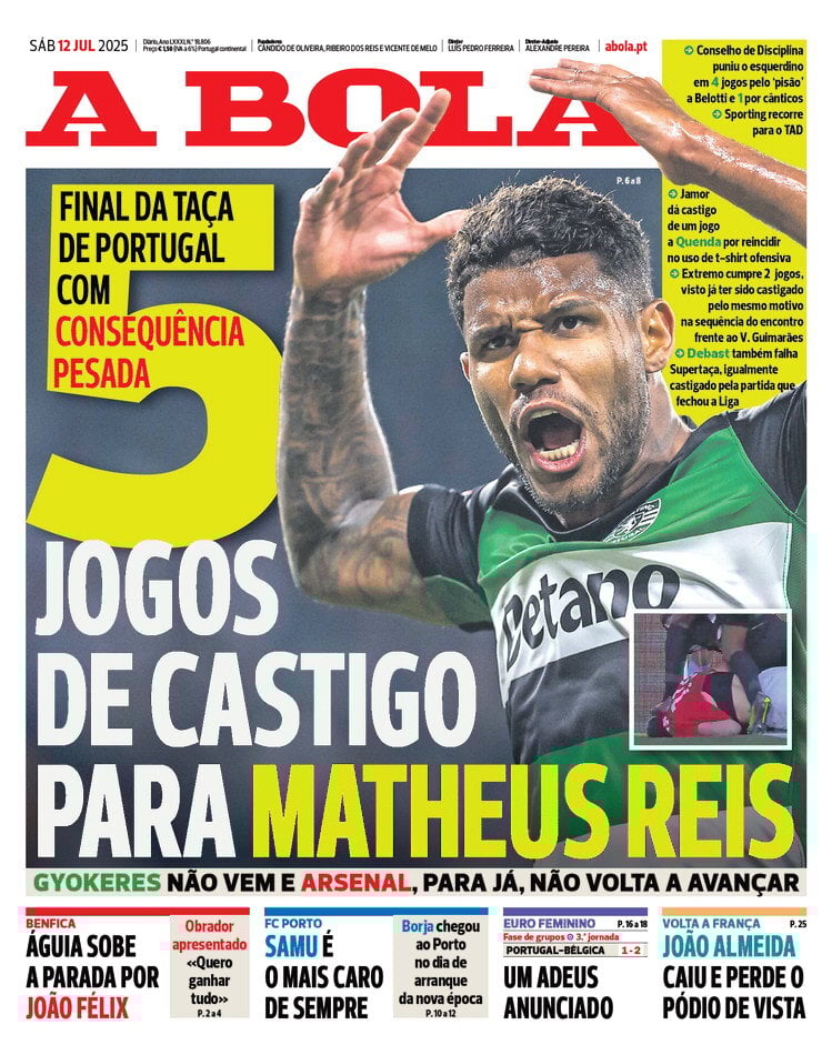 anteprima della prima pagina di A Bola