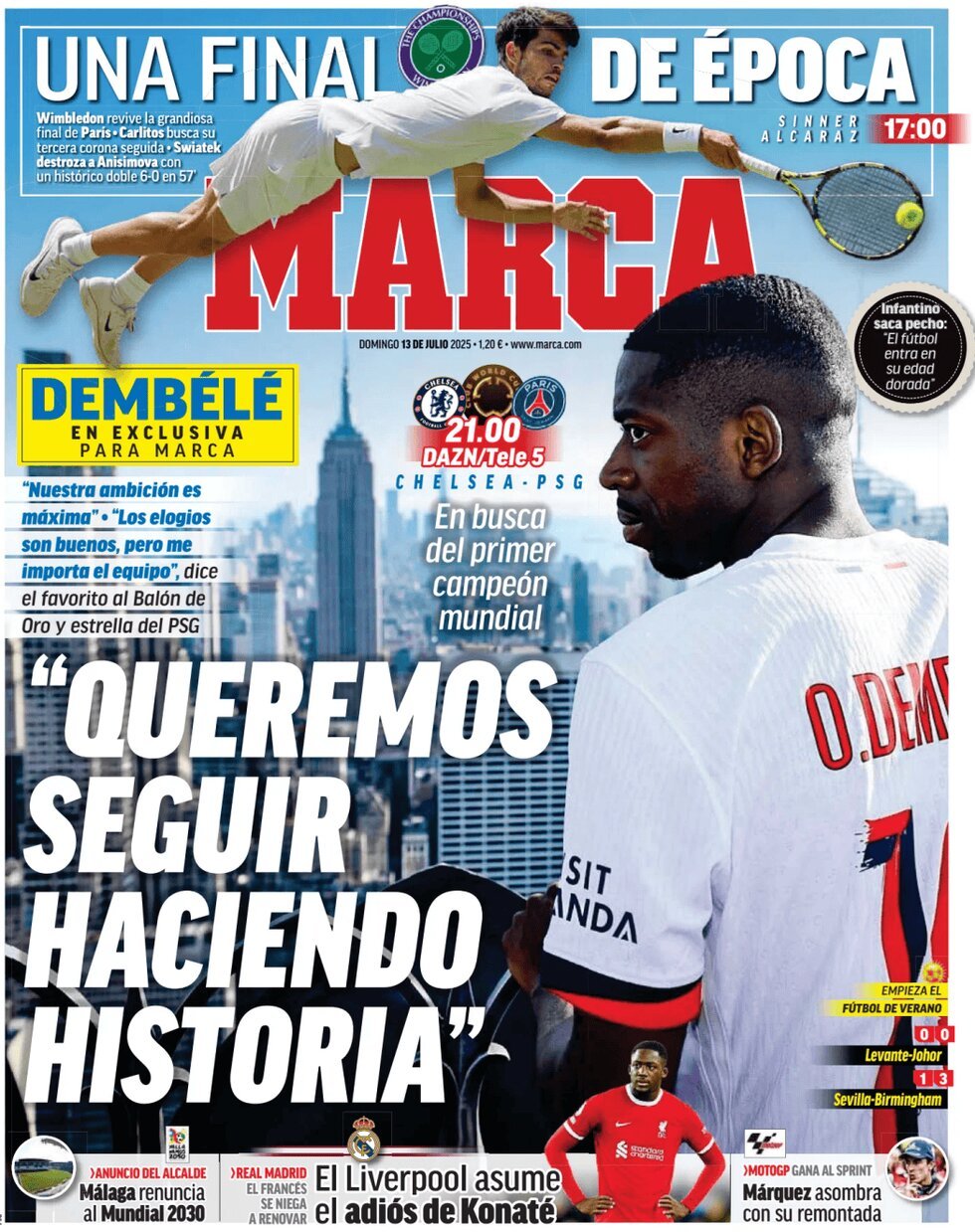 anteprima della prima pagina di marca del 13/07/2025