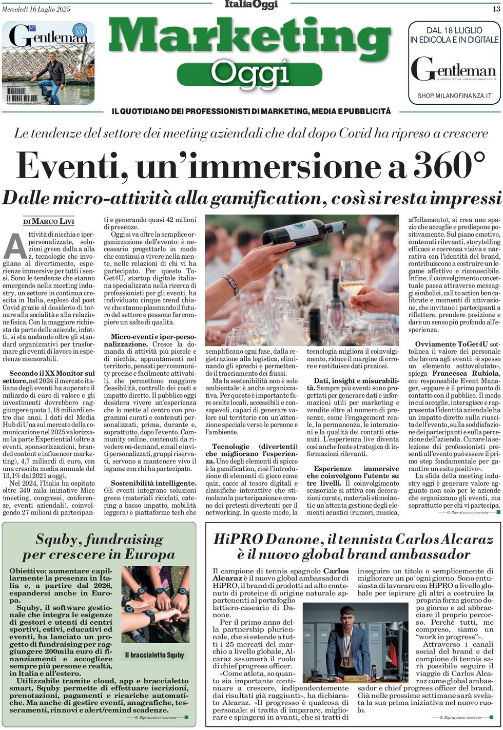 anteprima della prima pagina di marketing-oggi del 16/07/2025