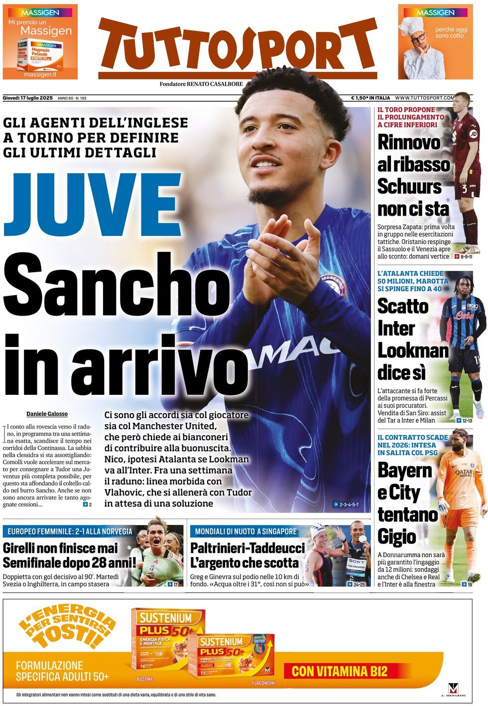 anteprima della prima pagina di Tuttosport
