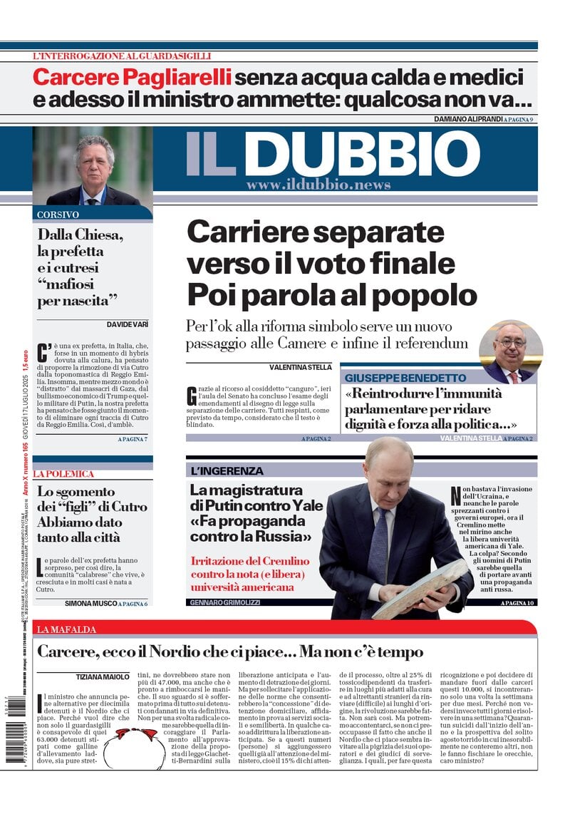 anteprima della prima pagina di Il Dubbio